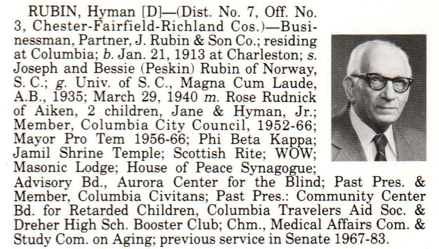 Senator Hyman Rubin biography