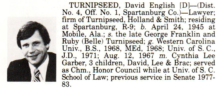 Senator David English Turnipseed biography