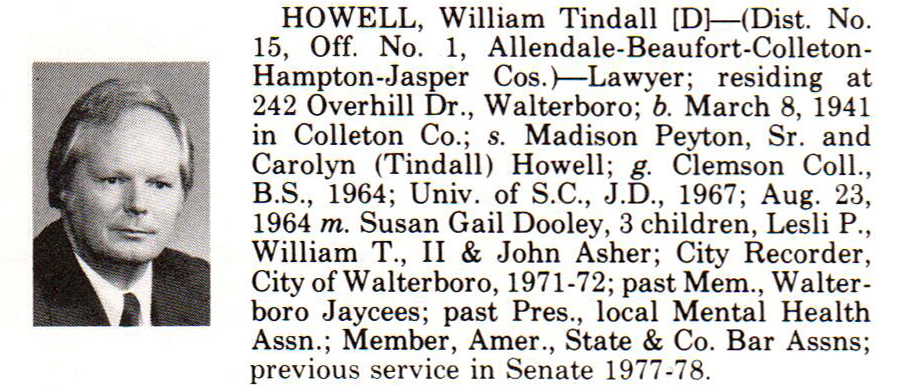 Senator William Tindall Howell biography