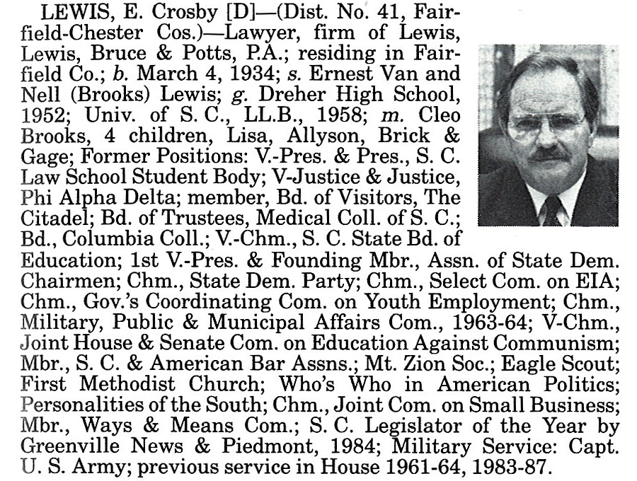 Representative E. Crosby Lewis biography