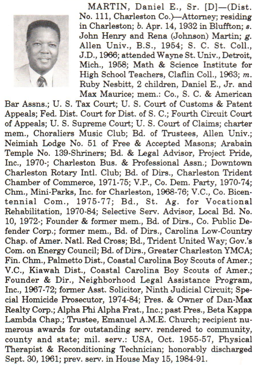 Representative Daniel E. Martin, Sr. biography