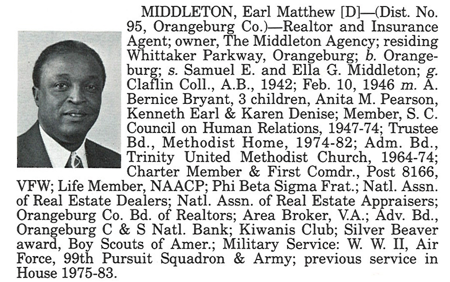 Representative Earl Matthew Middleton biography