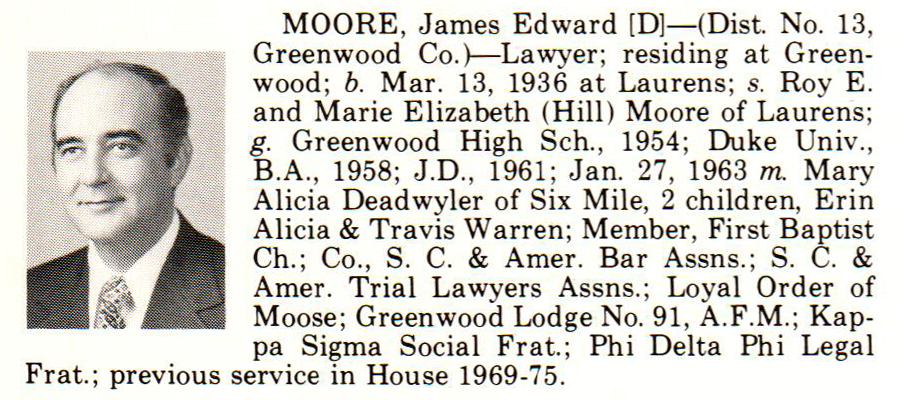 Representative James Edward Moore biography