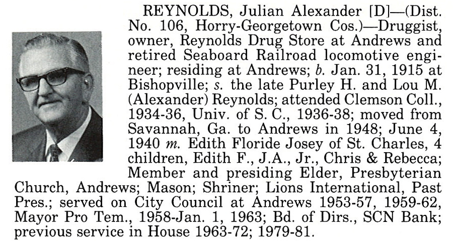 Representative Julian Alexander Reynolds biography