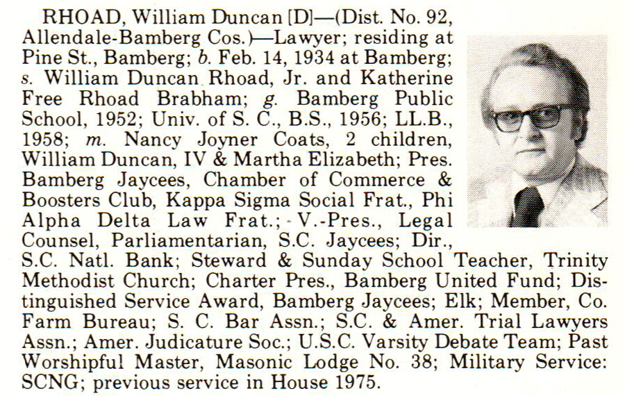 Representative William Duncan Rhoad biography