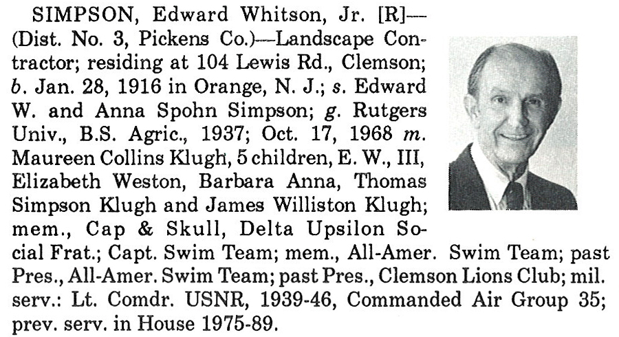 Representative Edward Whiston Simpson, Jr. biography