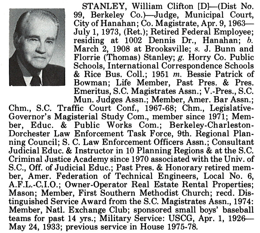 Representative William Clifton Stanley biography