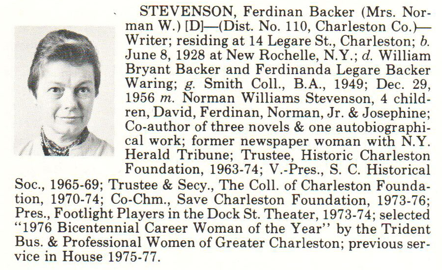 Representative Ferdinan Backer Stevenson biography