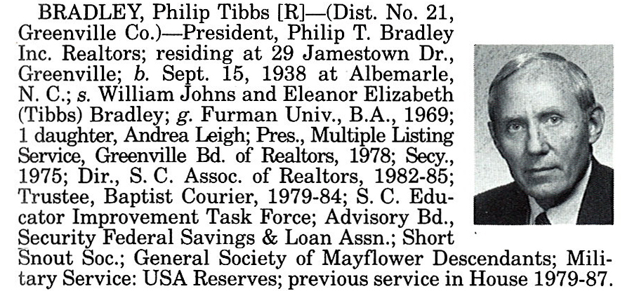 Representative Phillip Tibbs Bradley biography