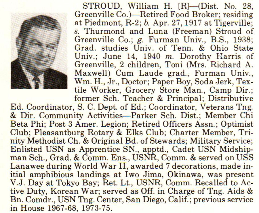 Representative William H. Stroud biography