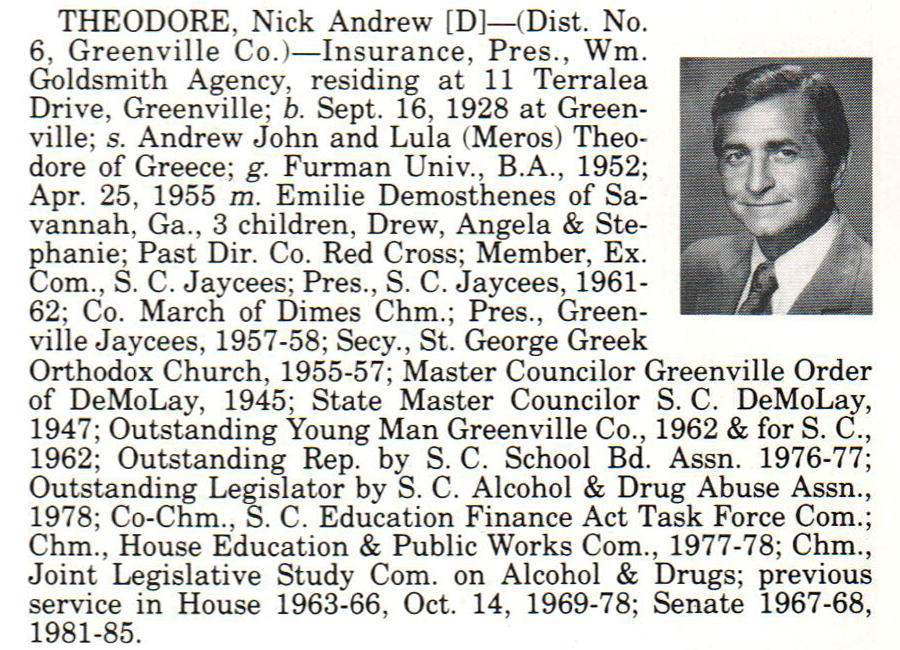 Senator Nick Andrew Theodore biography