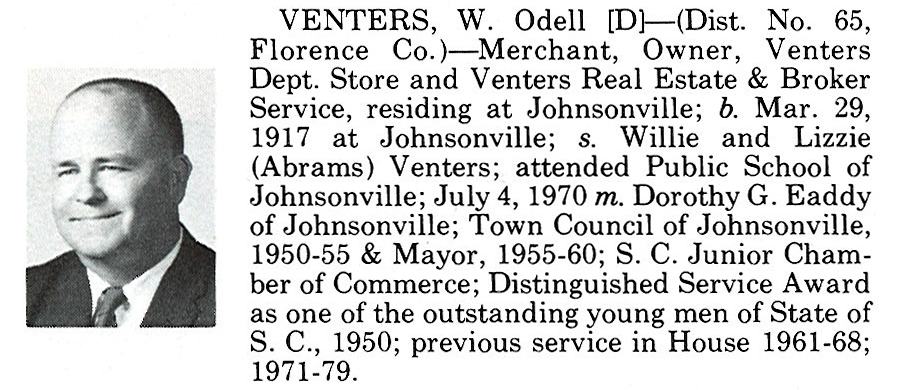 Representative W. Odell Venters biography