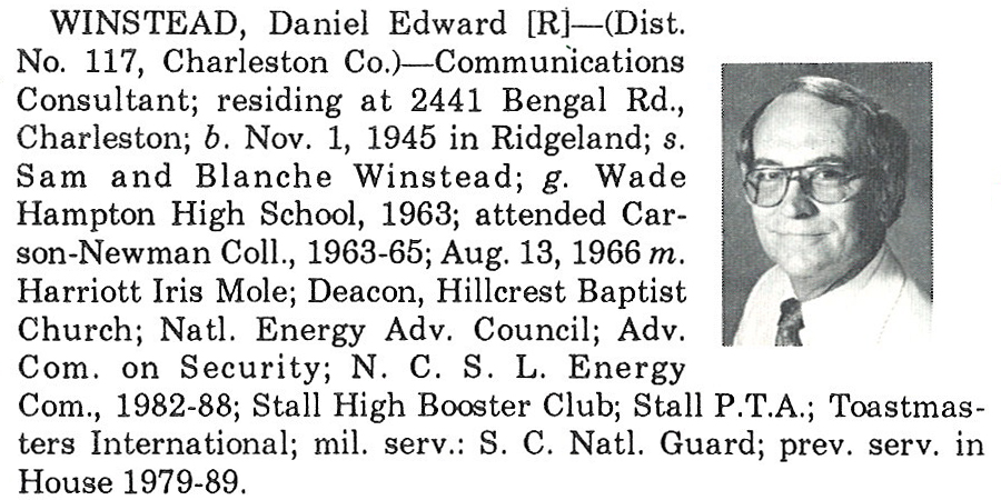 Representative Daniel Edward Winstead biography