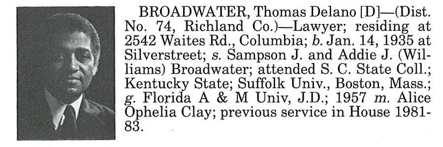 Representative Thomas Delano Broadwater biography