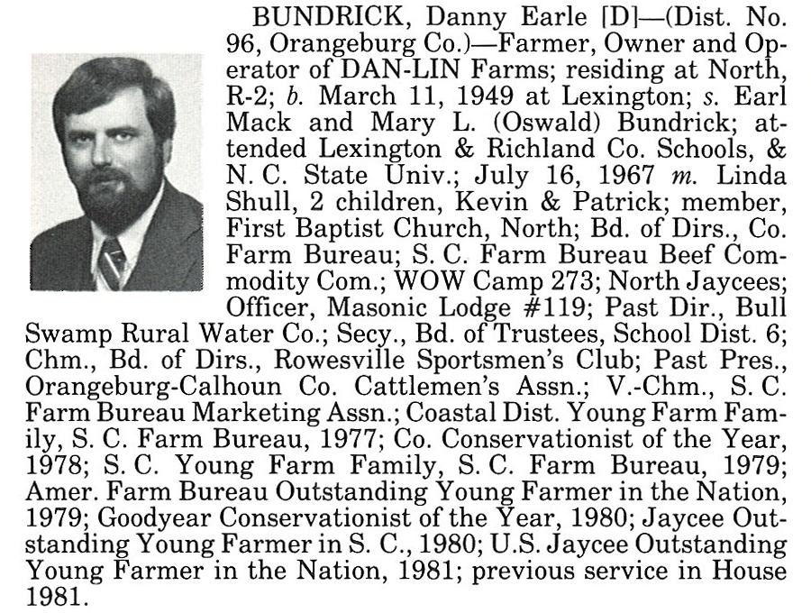 Representative Danny Earle Bundrick biography