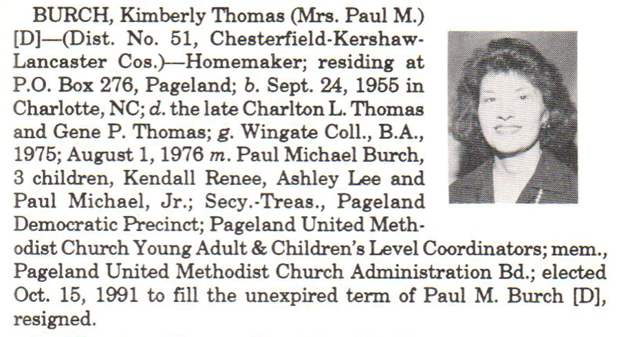 Representative Kimberly Thomas Burch biography