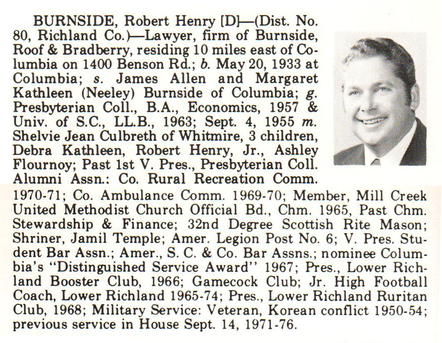 Representative Robert Henry Burnside biography