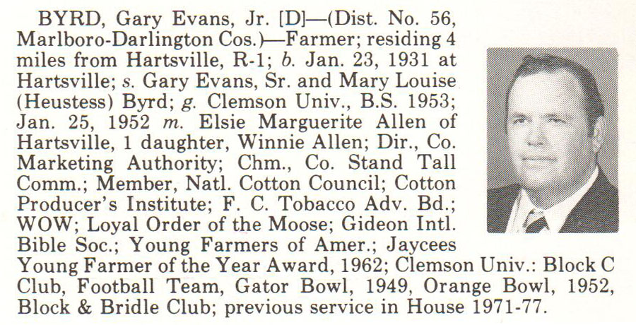 Representative Gary Evans Byrd, Jr. biography