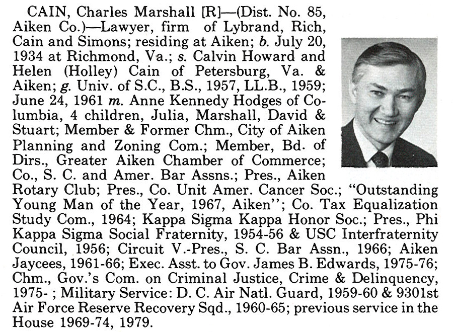 Representative Charles Marshall Cain biography