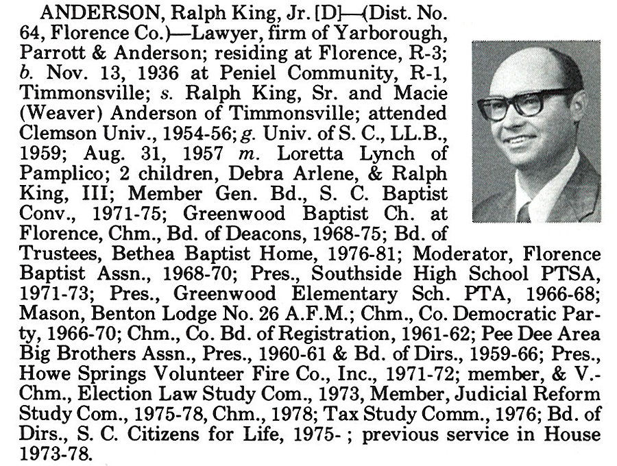 Representative Ralph King Anderson, Jr. biography