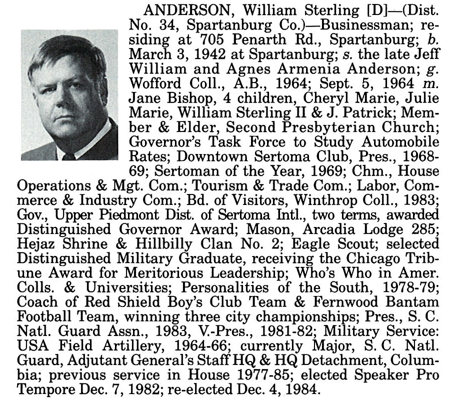Representative William Sterling Anderson biography