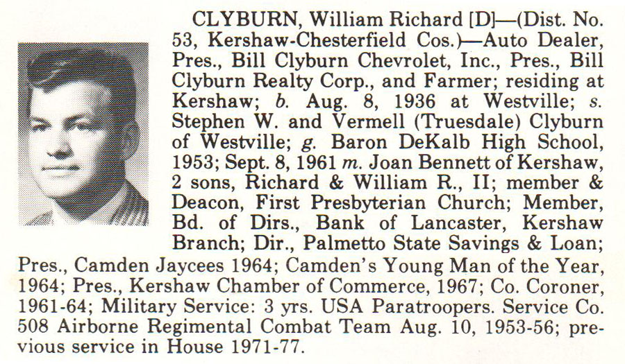Representative William Richard Clyburn biography