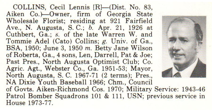 Representative Cecil Lennis Collins biography