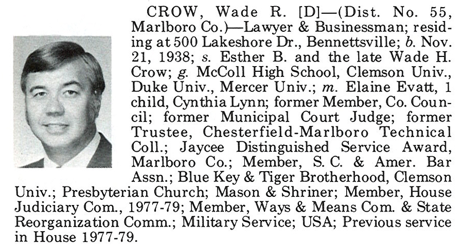 Representative Wade R. Crow biography