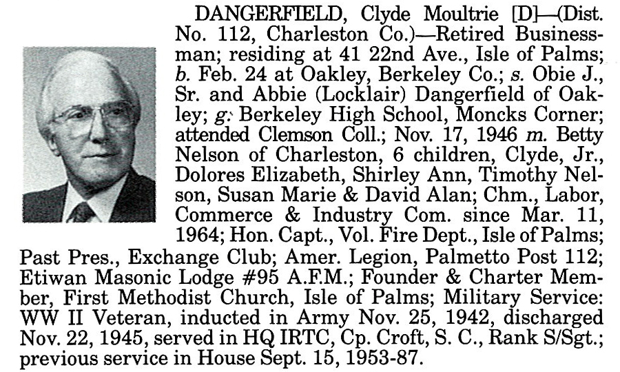 Representative Clyde Moultrie Dangerfield biography