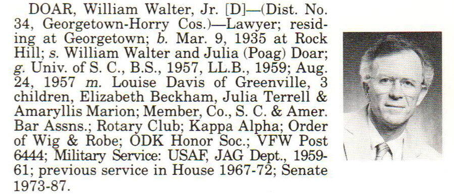 Senator William Walter Doar, Jr. biography