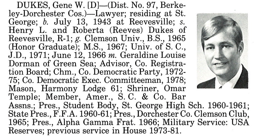 Senator Gene W. Dukes biography
