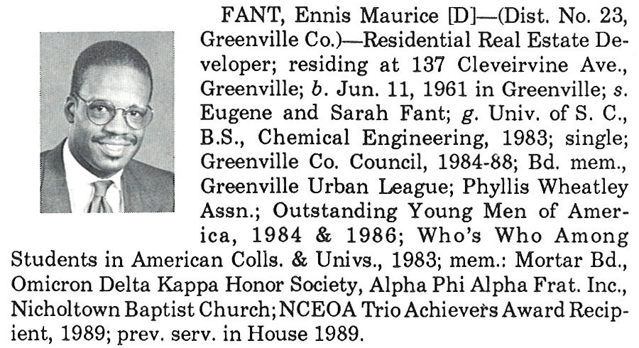 Representative Ennis Maurice Fant biography