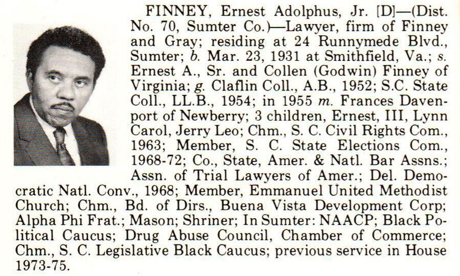 Representative Ernest Adolphus Finney, Jr. biography