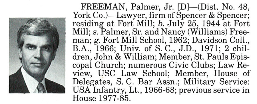Representative Palmer Freeman, Jr. biography