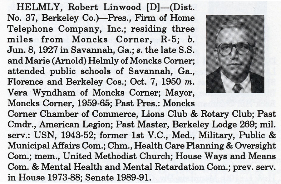 Senator Robert Linwood Helmly biography