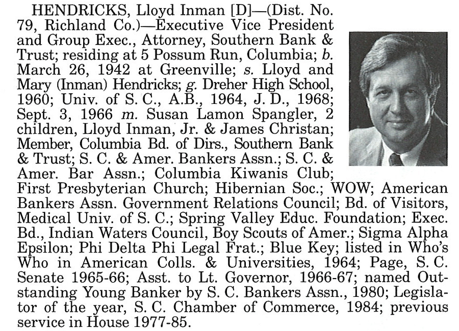 Representative Lloyd Inman Hendricks biography