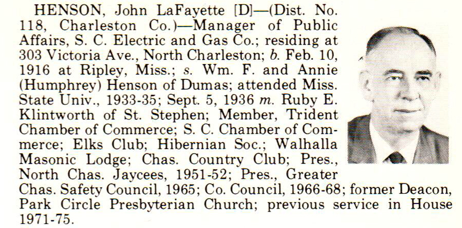 Representative John LaFeyette Henson biography
