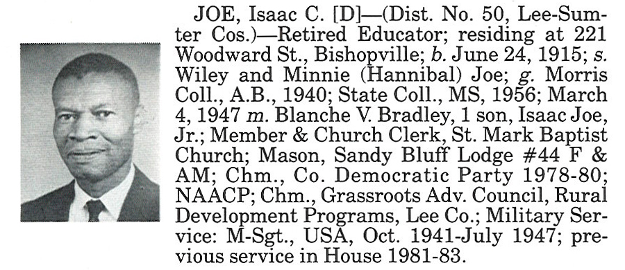 Representative Issac C. Joe biography