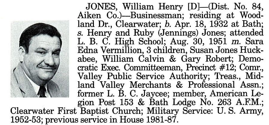 Representative William Henry Jones biography